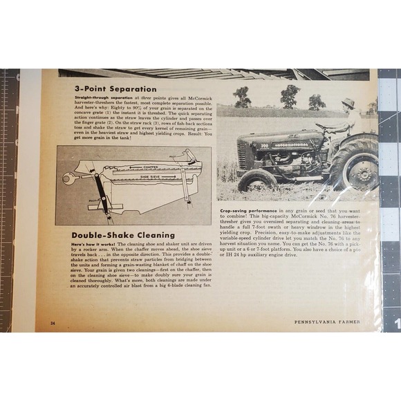 1956 New McCormick Harvester-Thresher Combine Magazine Advertisement 2 Page - Picture 6 of 6